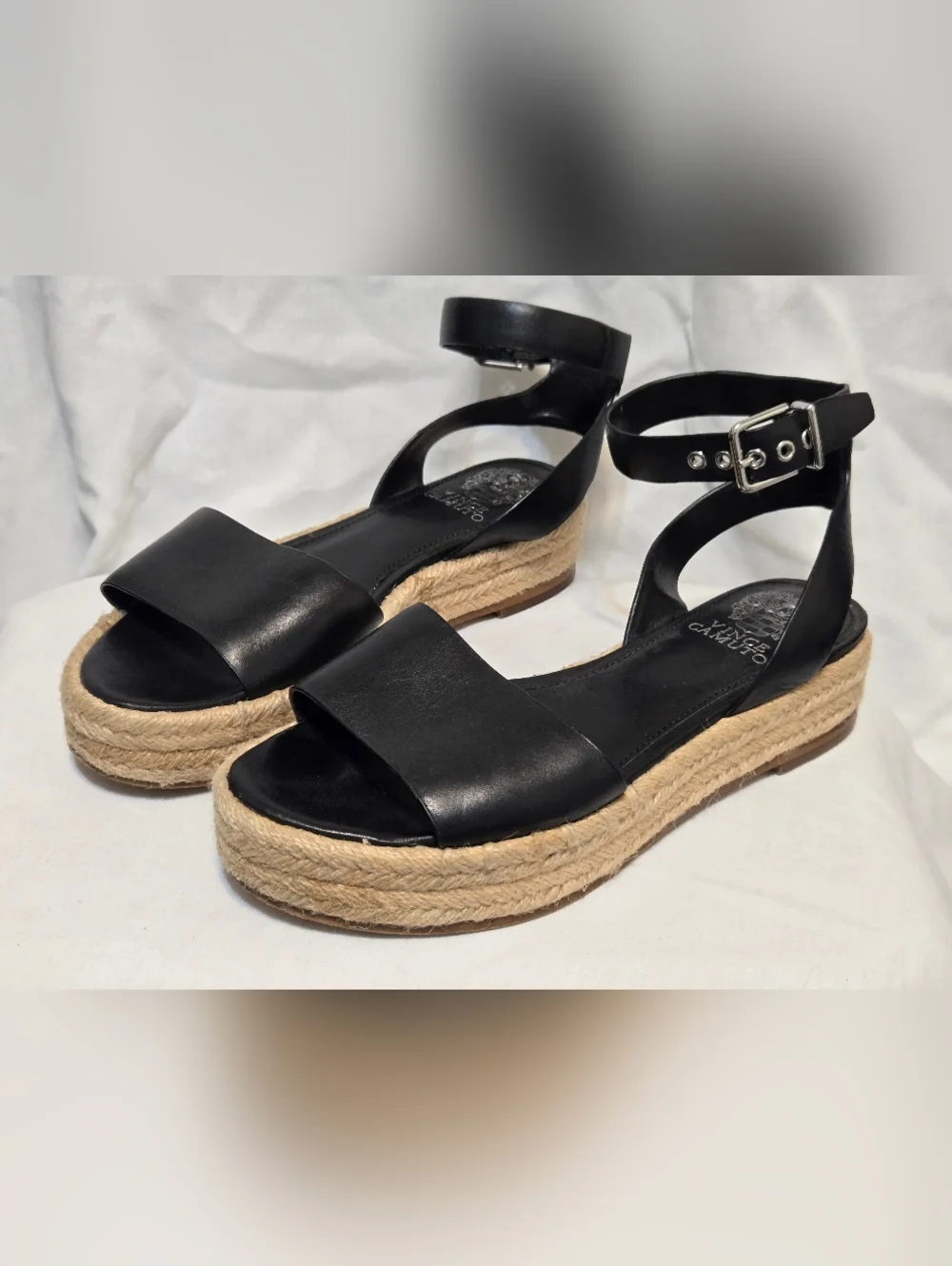 Vince Camuto Womens Espadrille Sandals Black Sz 7M - Picture 2 of 9